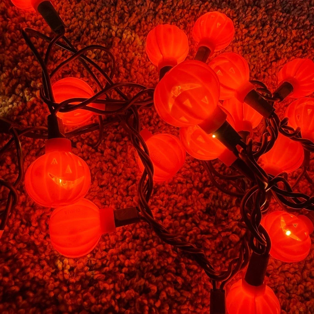 Pumpkin String Lights Orange 35 Light Set Jack O Lantern Halloween